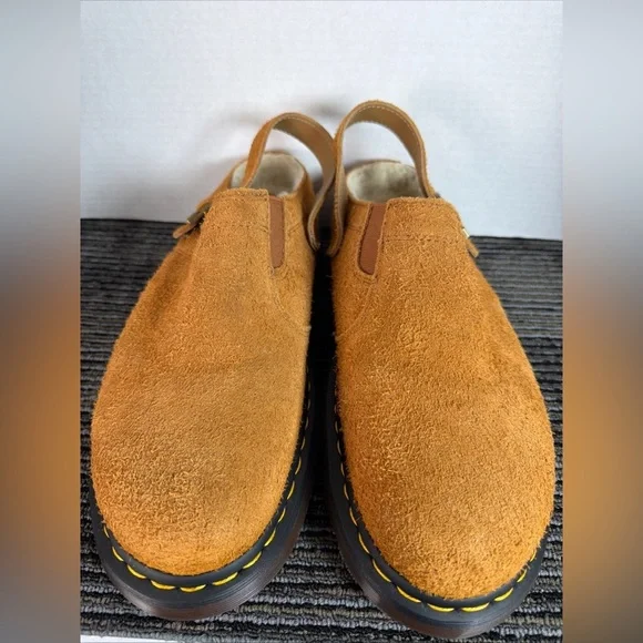 Dr Martens Isham Faux Shearling Long Napped Suede Slingback Mules-men 13 Wmn 12 - Picture 3 of 10
